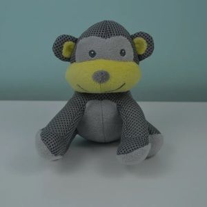 Breathable Baby Monkey Plush Stuffed Animal Toy Gray Yellow Rattle Crinkle Ears